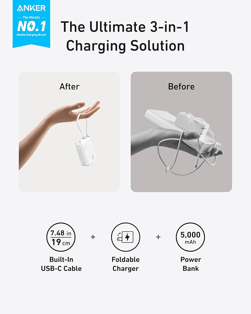 Amazon.com: ANKER Power Bank USB C Charger Block, 3-in-1